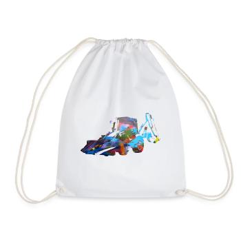 Excavator,Excavator Driving,Excavator Driving,Graffiti - Drawstring Bag - white - Front