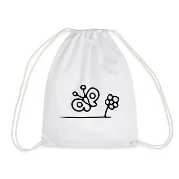 Butterfly flower - Drawstring Bag - white - Front