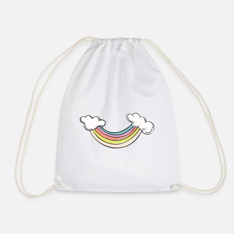 Rainbow mile with clouds - Drawstring Bag - white
