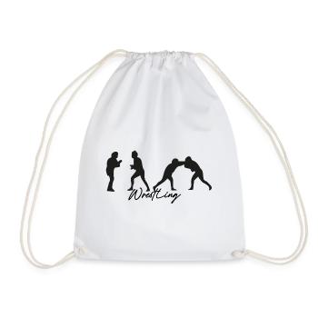 Wrestling,Sports,Wrestler,Graffiti,Black - Drawstring Bag - white - Front