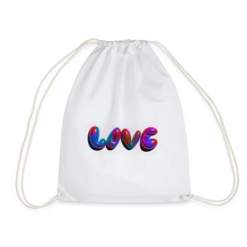 Love,3D,Graffiti,Balloon,Colorful,Love - Drawstring Bag - white - Front