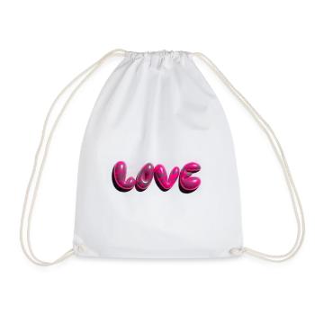 love,3d,graffiti,balloon,colorful,love,pattern - Drawstring Bag - white - Front