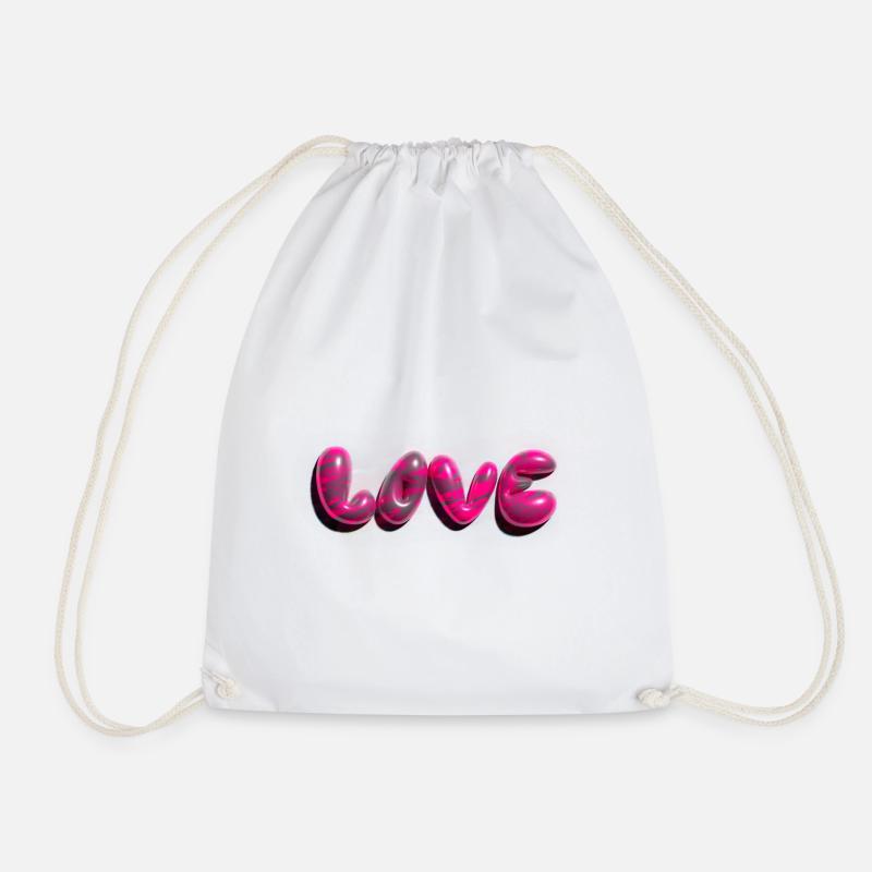 love,3d,graffiti,ballon,bunt,liebe,muster - Turnbeutel - Weiß