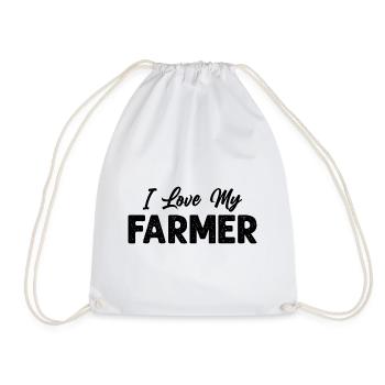 I Love My Farmer Funny Farming - Drawstring Bag - white - Front