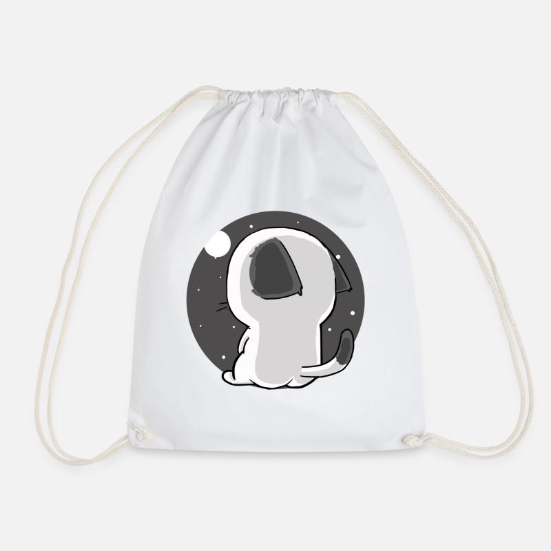 cat - Drawstring Bag - white