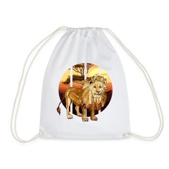Lion - Drawstring Bag - white - Front