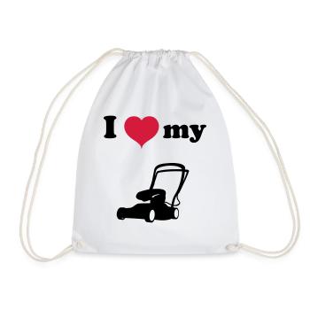 Lawn mower lawn mow green lawn grass gift - Drawstring Bag - white - Front