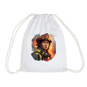 Firefighter / Fire / Fire / Extinguish / Hero - Drawstring Bag - white - Front