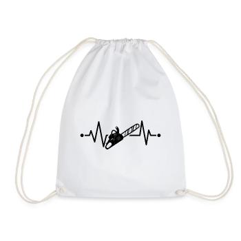 Chainsaw Heartbeat Lumberjack Lumberjack - Drawstring Bag - white - Front