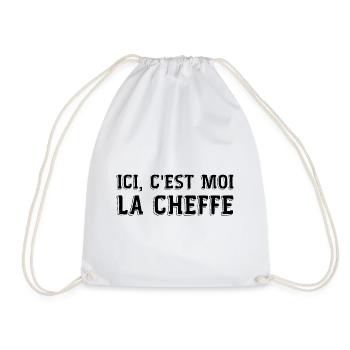 Ici c'est moi la cheffe cadeau patronne humour - Sac de sport léger - blanc - Devant
