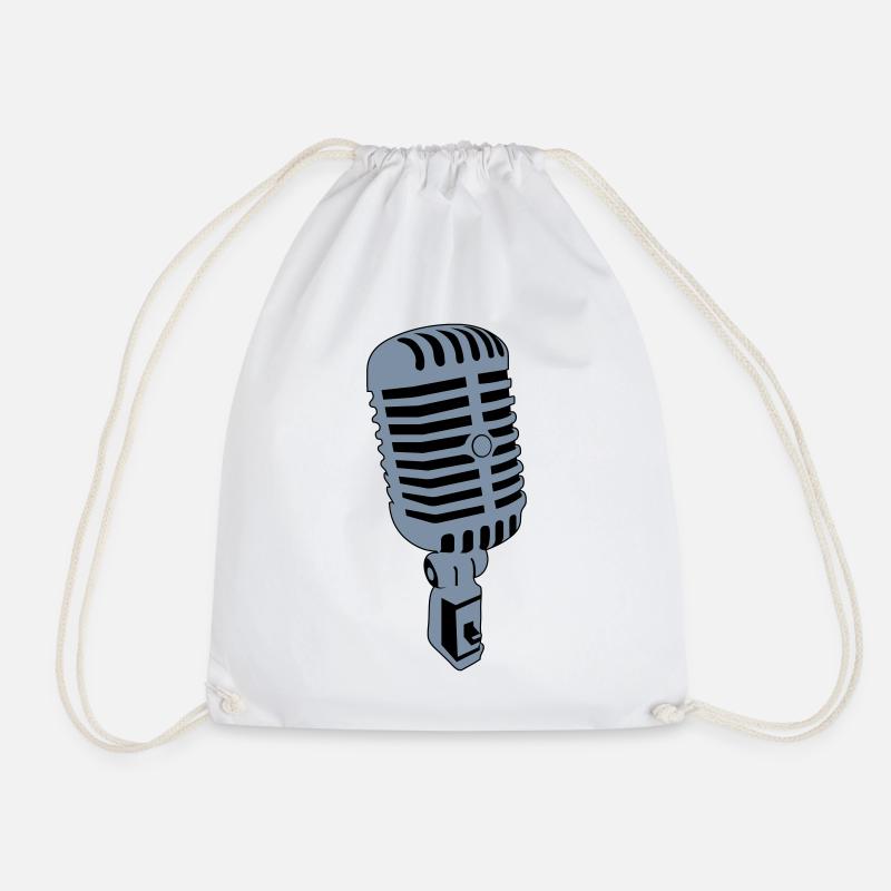 microphone - Drawstring Bag - white