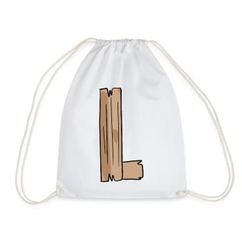 Letter L Wood Wooden Letter Name - Drawstring Bag - white - Front