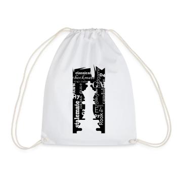 Chess King Typography Font Design Icon Logo - Drawstring Bag - white - Front