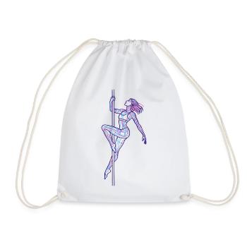 Line Art Woman Pole Dance Illustration Gift - Drawstring Bag - white - Front
