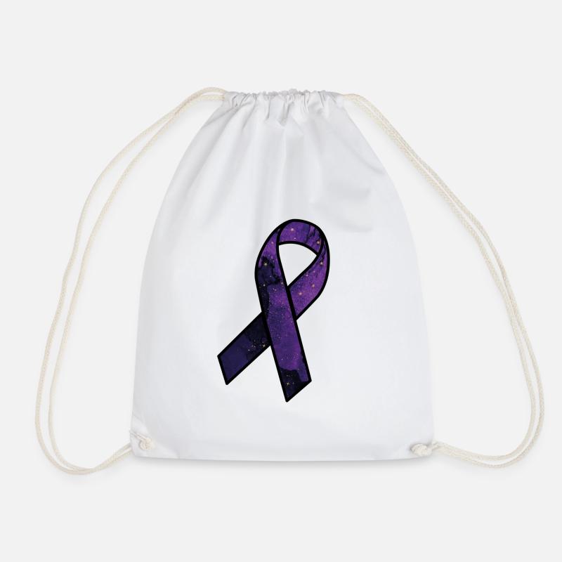Fibromyalgie Schleife - Support Krankheit Schmerz - Turnbeutel - Weiß