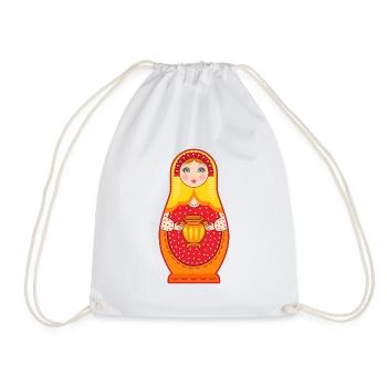 Matryoshka Russia Gift USSR Doll - Drawstring Bag - white - Front
