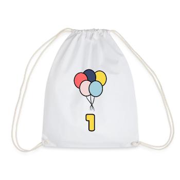 1. 1 YEAR. 1ST ANNIVERSARY. BIRTHDAY 1 YEAR - Drawstring Bag - white - Front