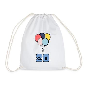 20. 20 JAHRE. 20-JÄHRIGES JUBILÄUM. GEBURTSTAG 20 JAHRE. - Turnbeutel - Weiß - Vorne