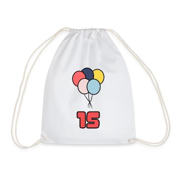 15. 15 JAHRE. 15-jähriges JUBILÄUM. GEBURTSTAG 15 JAHRE. - Turnbeutel - Weiß - Vorne