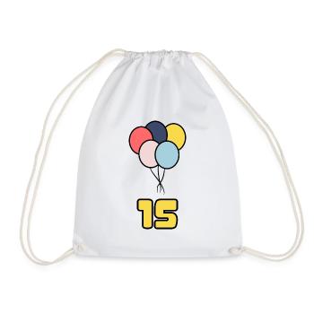 15. 15 JAHRE. 15-jähriges JUBILÄUM. GEBURTSTAG 15 JAHRE. - Turnbeutel - Weiß - Vorne