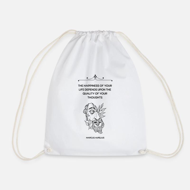 Marcus Aurelius Stoic Quote - Drawstring Bag - white