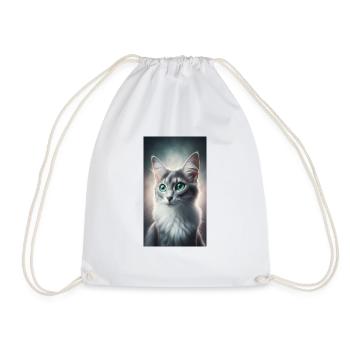 Cat - Drawstring Bag - white - Front