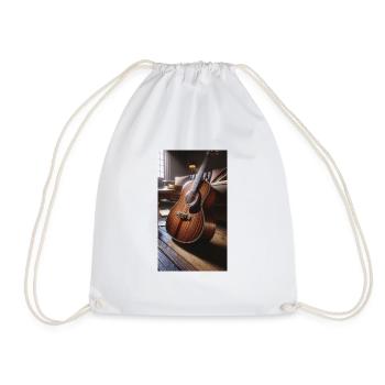 Acoustic Guitar - Drawstring Bag - white - Front