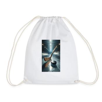 hockey, puck and stick - Drawstring Bag - white - Front