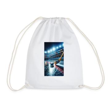 hockey - stick and puck - Drawstring Bag - white - Front
