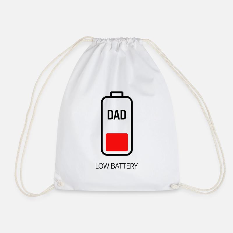 Low Battery Dad - Drawstring Bag - white