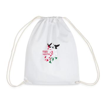 free palestine,pigeons,birds,flock of birds,flag - Drawstring Bag - white - Front