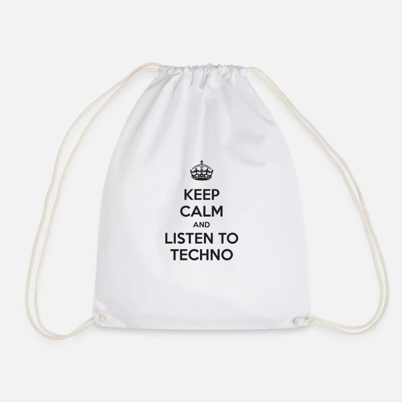 Keep Calm and listen to Techno - Drawstring Bag - white