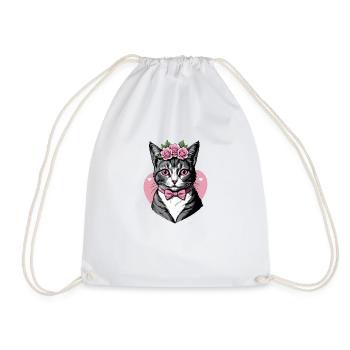Sweet Cat Sweet Cat Bride Wedding Wedding Marry Love - Drawstring Bag - white - Front