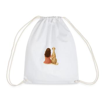 Petite fille avec lévrier aquarelle - Sac de sport léger - blanc - Devant