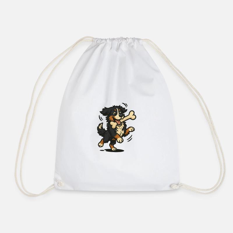 Bernese Mountain Dog - Drawstring Bag - white
