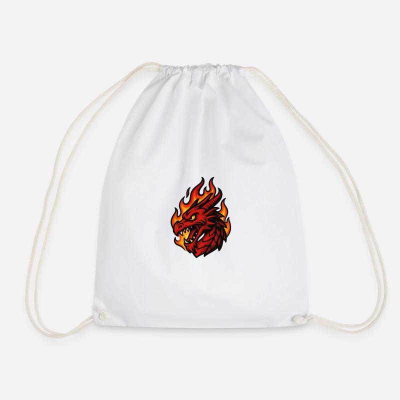 Roter Drache - Drachenkopf - Turnbeutel - Weiß