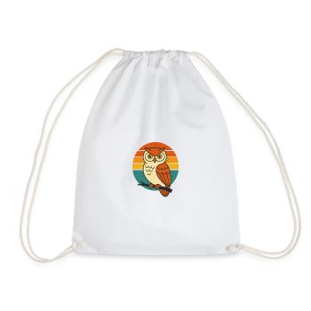 Wise Vibes – Retro Owl Magic - Turnbeutel - Weiß - Vorne