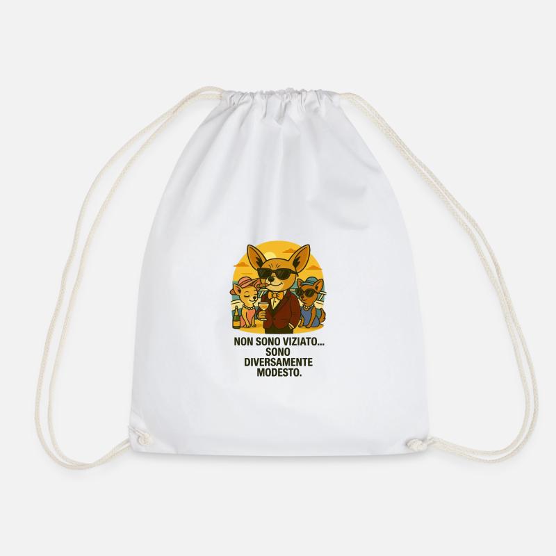 Classy Chihuahua - Drawstring Bag - white