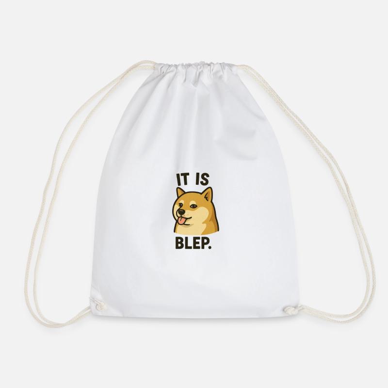 Dog with tongue out - Drawstring Bag - white
