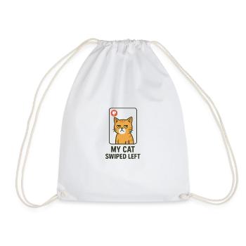 My Cat Has Left Swiped Dating App - Drawstring Bag - white - Front