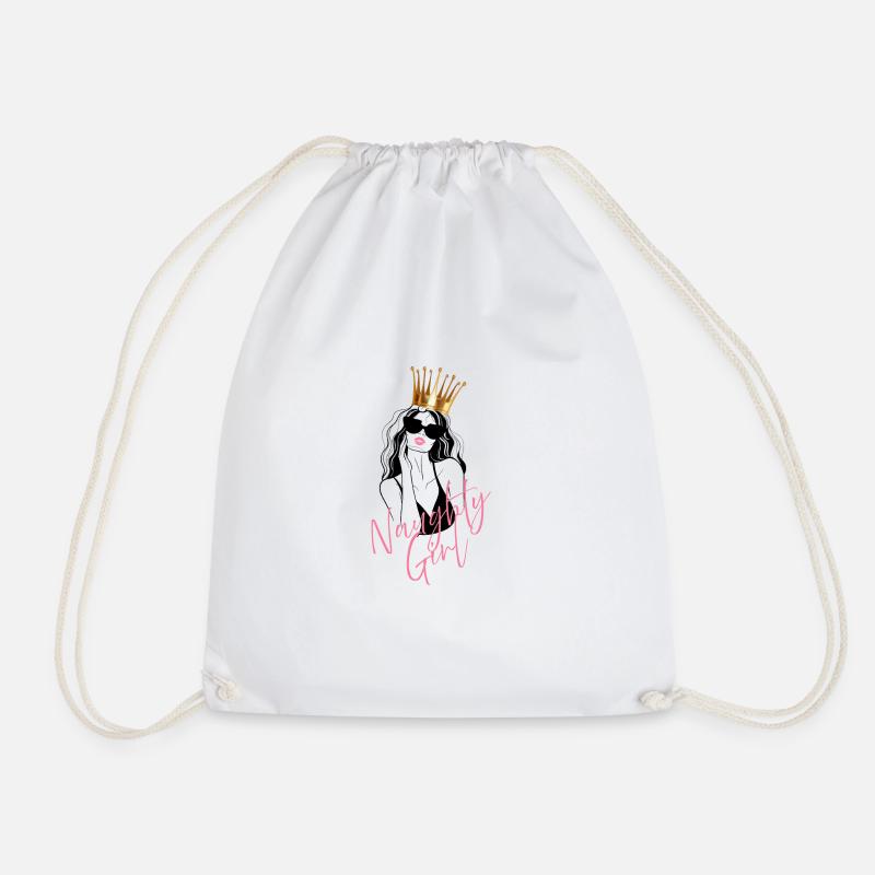 Naughty Girl - Drawstring Bag - white