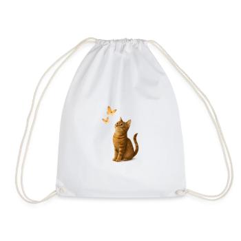 Chat curieux avec des papillons - Sac de sport léger - blanc - Devant