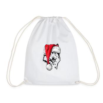 Santa Island Dog Christmas Dogs Wilsigns - Drawstring Bag - white - Front
