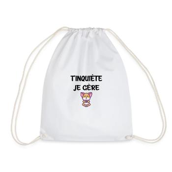 T'inquite je gère yoga chien t-shirt humour - Sac de sport léger - blanc - Devant