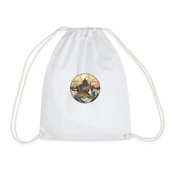 No. 1: Temple Japan Kanagawa Style Ukyio-e T-shirt - Drawstring Bag - white - Front
