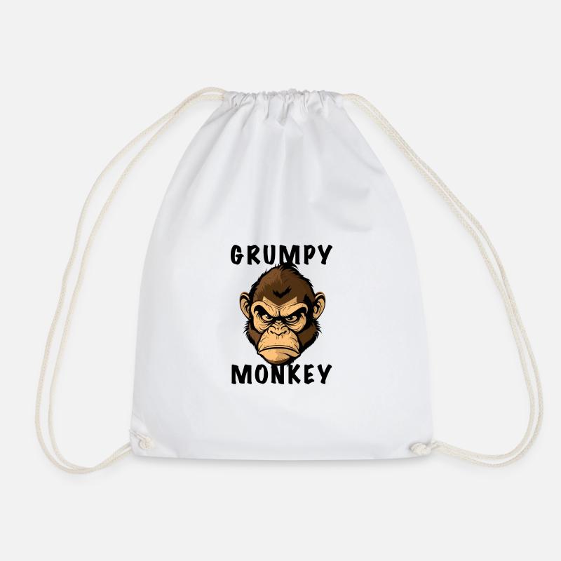 GRUMPY MONKEY - Drawstring Bag - white