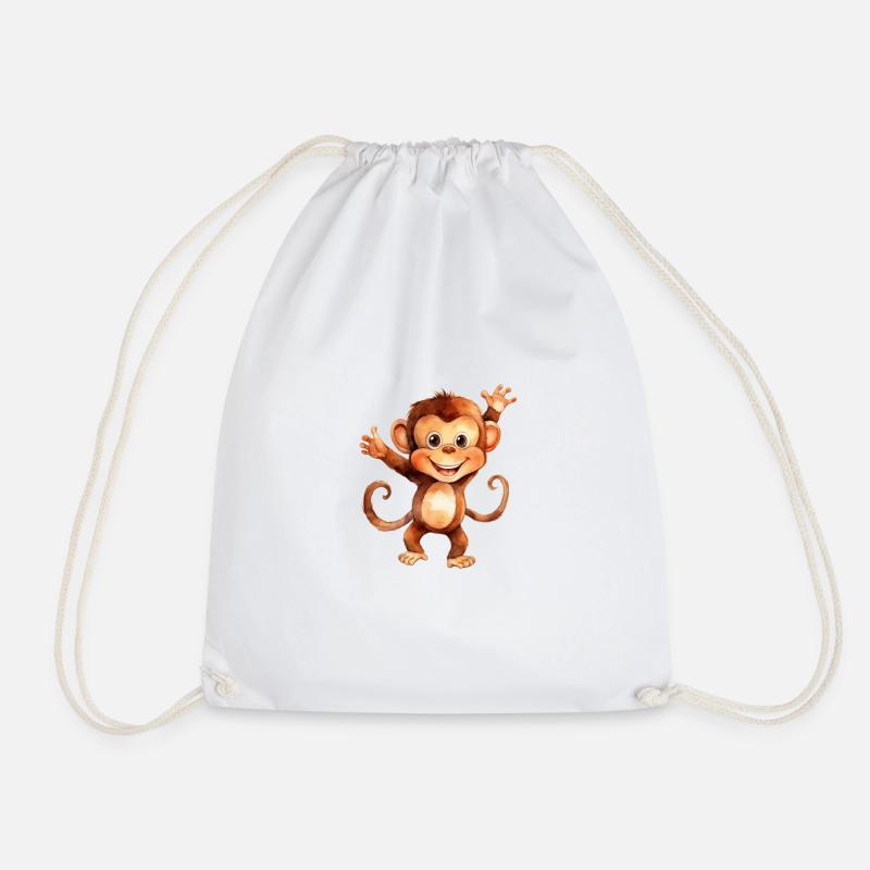 Monkey monkey class - Drawstring Bag - white