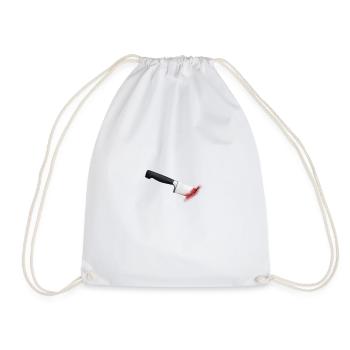 knife wound - Drawstring Bag - white - Front