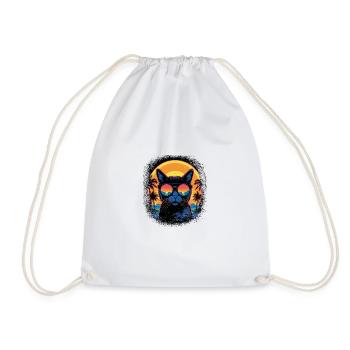 Statement Cats Mammal Cute Pet Cat Guenon Pet - Drawstring Bag - white - Front
