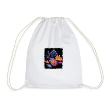 birthday present fun flower power heart peace - Drawstring Bag - white - Front